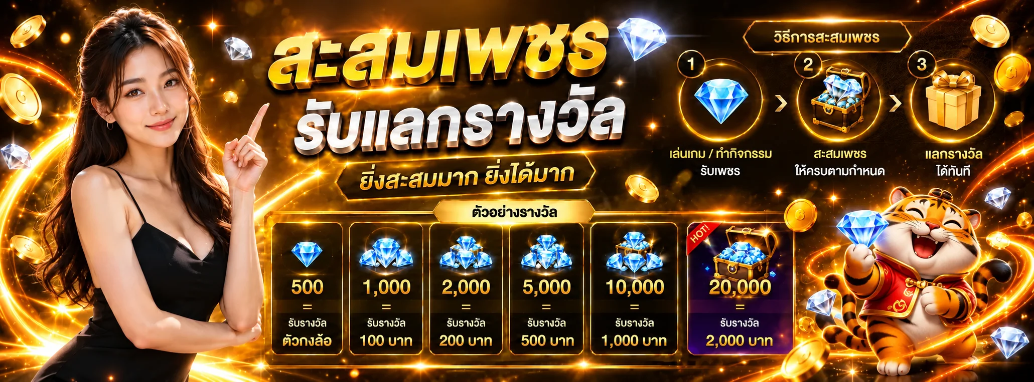 โปรโมชั่น Nigoal7up สะสมเพชรแลกรางวัลพร้อม Fortune Tiger